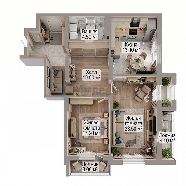 2-к квартира, 87 кв.м. (№22299)